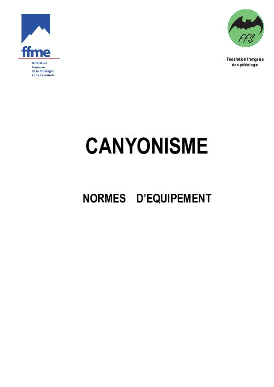 Normes d'équipement en canyonisme